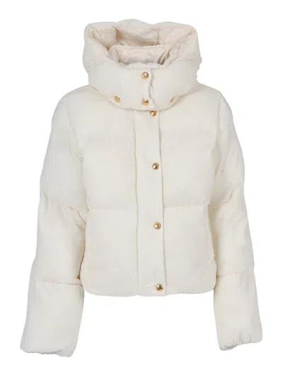 Elisabetta Franchi Quilted Short Padded Jacket In White