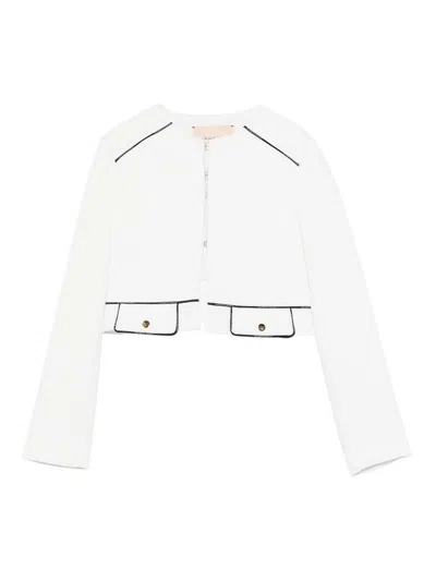 Elisabetta Franchi Kids' Jacket With Contrasting Edge In White