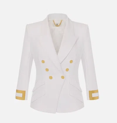Elisabetta Franchi Jacket With Jewel Logo In Yellow
