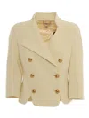 Elisabetta Franchi Tailored Double-breasted Blazer With Gold Buttons In Brown
