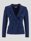 Elisabetta Franchi Tailored Blazer With Padded Shoulders And Covered Buttons