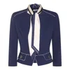 Elisabetta Franchi Tailored Jacket With High Collar And Flap Pockets In Blue