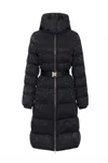 Elisabetta Franchi Quilted Black Jacket With Belted Waist In Gray