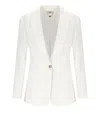 Elisabetta Franchi V-neck Jacket With Notched Lapel And Back Split In White