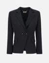 Elisabetta Franchi Double-breasted Blazer With Covered Buttons In Black