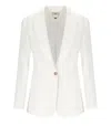 Elisabetta Franchi Ivory Linen Blend Single-breasted Jacket In White