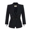 Elisabetta Franchi Tailored Blazer With Padded Shoulders And Peak Lapels In Black