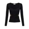 Elisabetta Franchi Corset-detail Long-sleeve T-shirt In Black