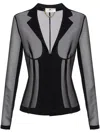 Elisabetta Franchi Tailored Black Jacket With Sheer In Black