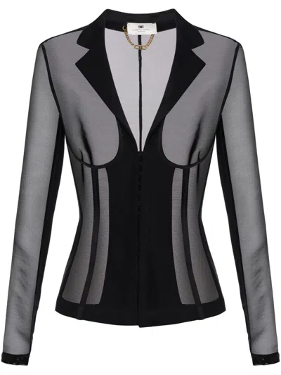 Elisabetta Franchi Tailored Black Jacket With Sheer
