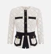 Elisabetta Franchi Chain Trim Blazer Geometric Pattern In Gold