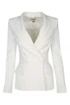 Elisabetta Franchi Tailored Jacket With Notched Lapels And Button Detailing In Beige