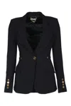 Elisabetta Franchi Single-breasted Tailored Blazer With Gold-tone Accents In Black