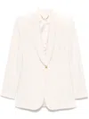 Elisabetta Franchi Cream-colored Blazer With A Golden Button In Beige