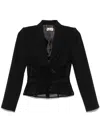 Elisabetta Franchi Tailored Blazer With Sheer Tulle Panels In Black