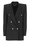 Elisabetta Franchi Crepe Double Breasted Blazer In Black