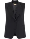 Elisabetta Franchi Blanded Wool Vest In Black In Black
