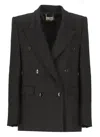 Elisabetta Franchi Double-breasted Crpe Satin Blazer In Black