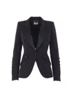 Elisabetta Franchi Tailored Blazer With Satin Lapel In Black