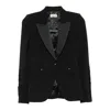 Elisabetta Franchi Tailored Blazer With Satin Lapel In Black