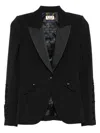 Elisabetta Franchi Tailored Blazer With Satin Lapel In Black