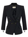 Elisabetta Franchi Tailored Blazer With Padded Shoulders And Peak Lapels In Black