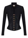 Elisabetta Franchi Jacket In Neoprene Fabric With Corset Details In Black