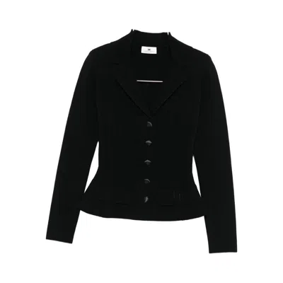 Elisabetta Franchi Button-fastening Fitted Jacket In Black