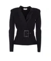 Elisabetta Franchi Waist Belt Long Sleeve Jacket In Black