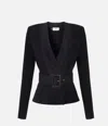 Elisabetta Franchi Black Belted Knitted Jacket In Black