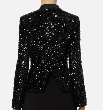 Elisabetta Franchi Sequined Double-breasted Blazer In Black