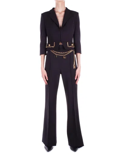 Elisabetta Franchi Chain-trim Cropped Jacket In Black