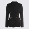 Elisabetta Franchi Blazer Double-breasted Gold-tone Buttons In Black