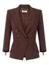 Elisabetta Franchi Tailored Double-breasted Blazer With Gold Accents In Brown