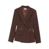 Elisabetta Franchi Double-breasted Zip-detail Jacket In Brown