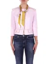 Elisabetta Franchi Cropped Tailored Jacket With High Neckline In Curry Marrone