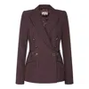 Elisabetta Franchi Double-breasted Blazer Waist Belt Detail In Purple
