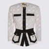 Elisabetta Franchi Geometric-pattern Button Double-crepe Jacket In White