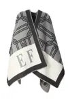 Elisabetta Franchi Lettering Jacquard Cloth Cape In Perla