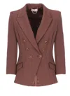 Elisabetta Franchi Crepe Double-breasted Blazer In Brown