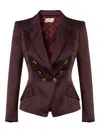 Elisabetta Franchi Duchess Satin Jacket With Jewel Buttons In Red