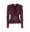 Elisabetta Franchi Tailored Peplum Jacket Belted Waist In Red