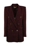 Elisabetta Franchi Lettering Jacquard Crepe Jacket In Red