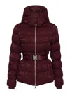 Elisabetta Franchi Jacquard Logo Belted Puffer Coat In Red