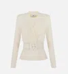 Elisabetta Franchi Belted Blazer In Neutral