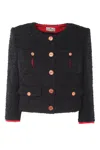 Elisabetta Franchi Cropped Tweed Jacket In Tartan