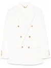 Elisabetta Franchi Double-breasted Crepe Jacket With Golden Buttons In White