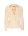 Elisabetta Franchi Essentials Blazer With Shoulder Pads And Covered Buttons In White