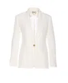 Elisabetta Franchi V-neck Jacket With Notched Lapel And Back Split In White