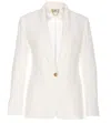 Elisabetta Franchi V-neck Jacket With Notched Lapel And Back Split In White